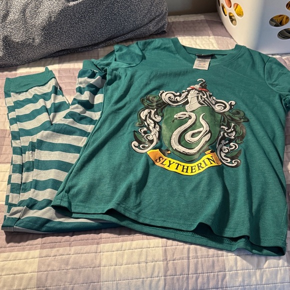 Set Pigiama Harry Potter Slytherin Jogger Per Donne E Ragazze, Maglia Lunga E Pantaloni, Morbido Pile, Taglie Junior 3XL